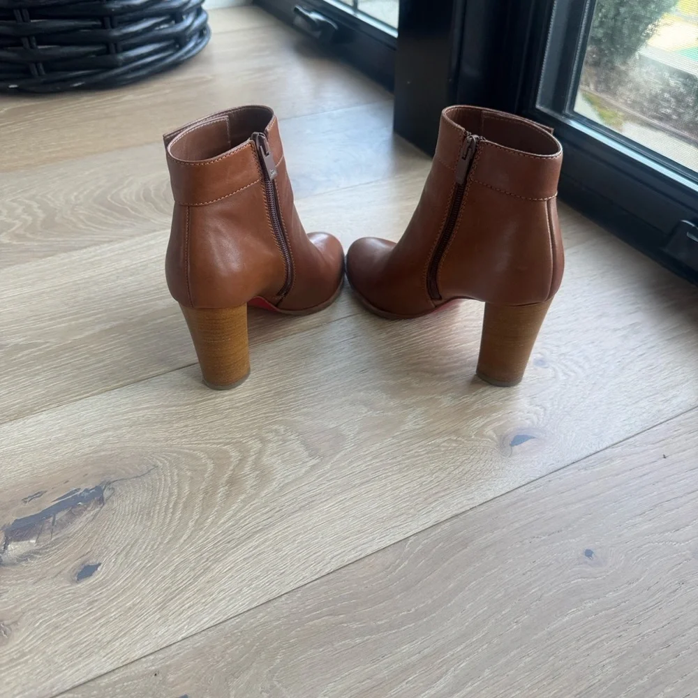 Christian Louboutin Tan Ankle Boots with Signature Red Soles